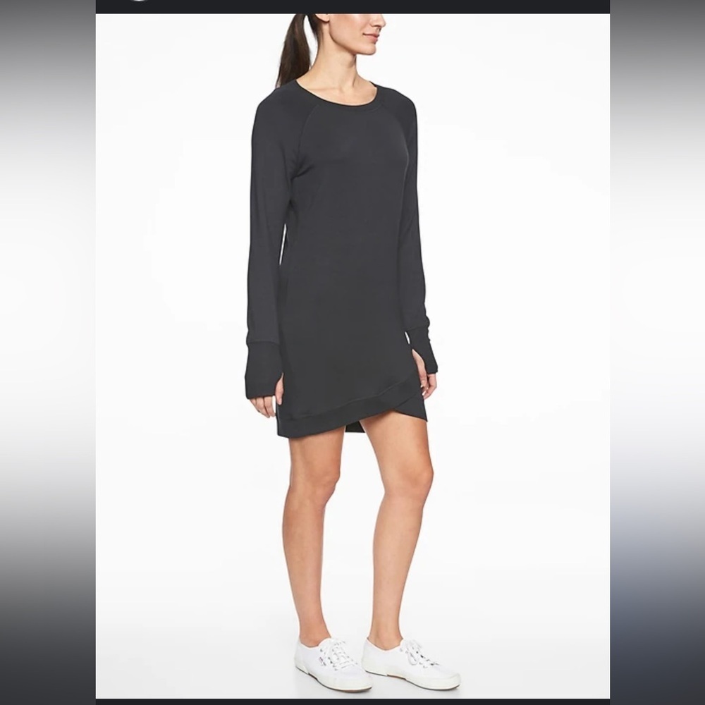 Athleta Criss Cross Sweatshirt Dress in Black Size XS
